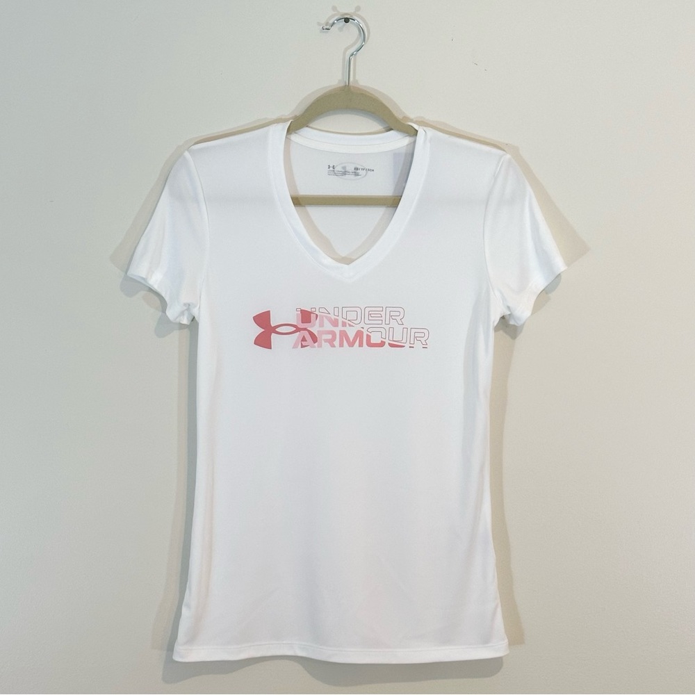 *NWT - Under Armour Velocity Wordmark Tee, White, Size: XS
